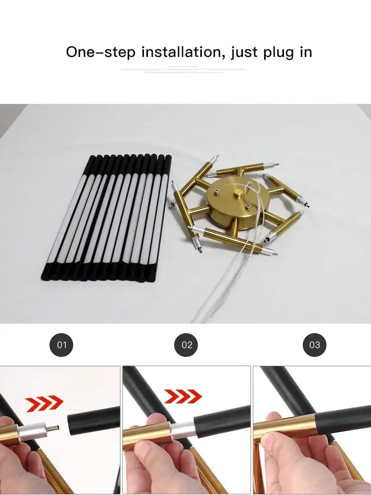 Modern gold led chandelier with remote control for dining room