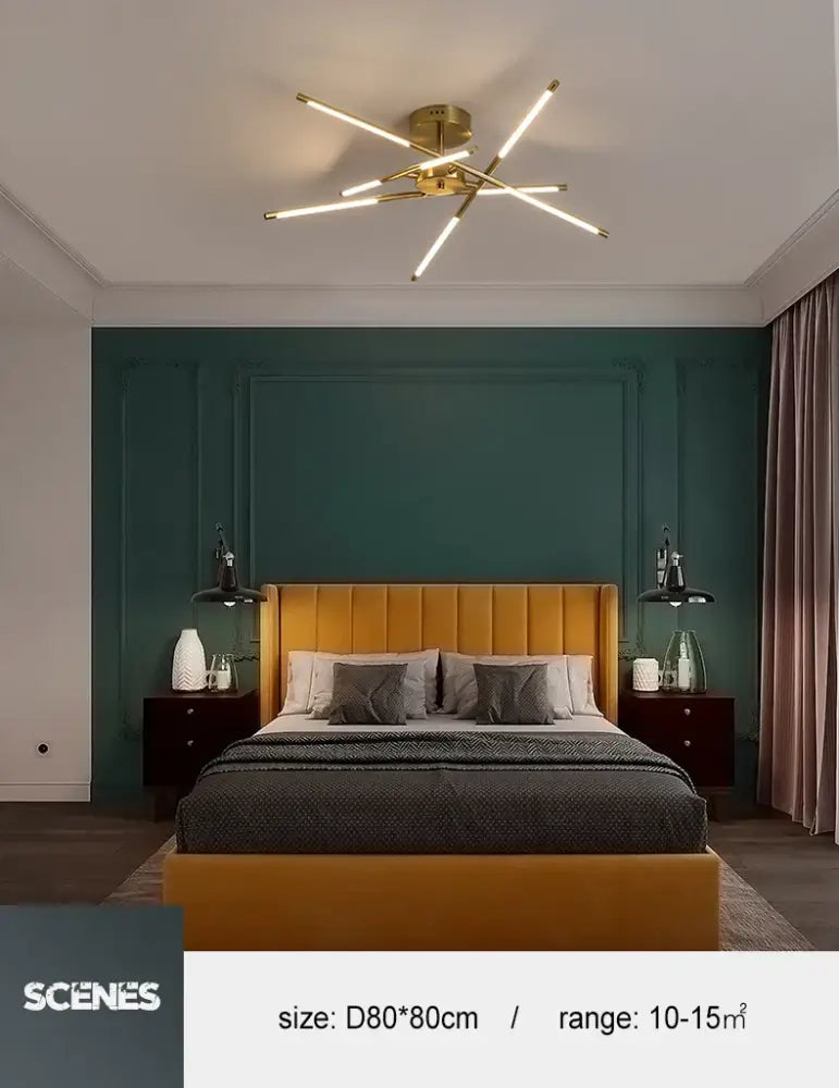 Modern gold led chandelier with remote control for dining room