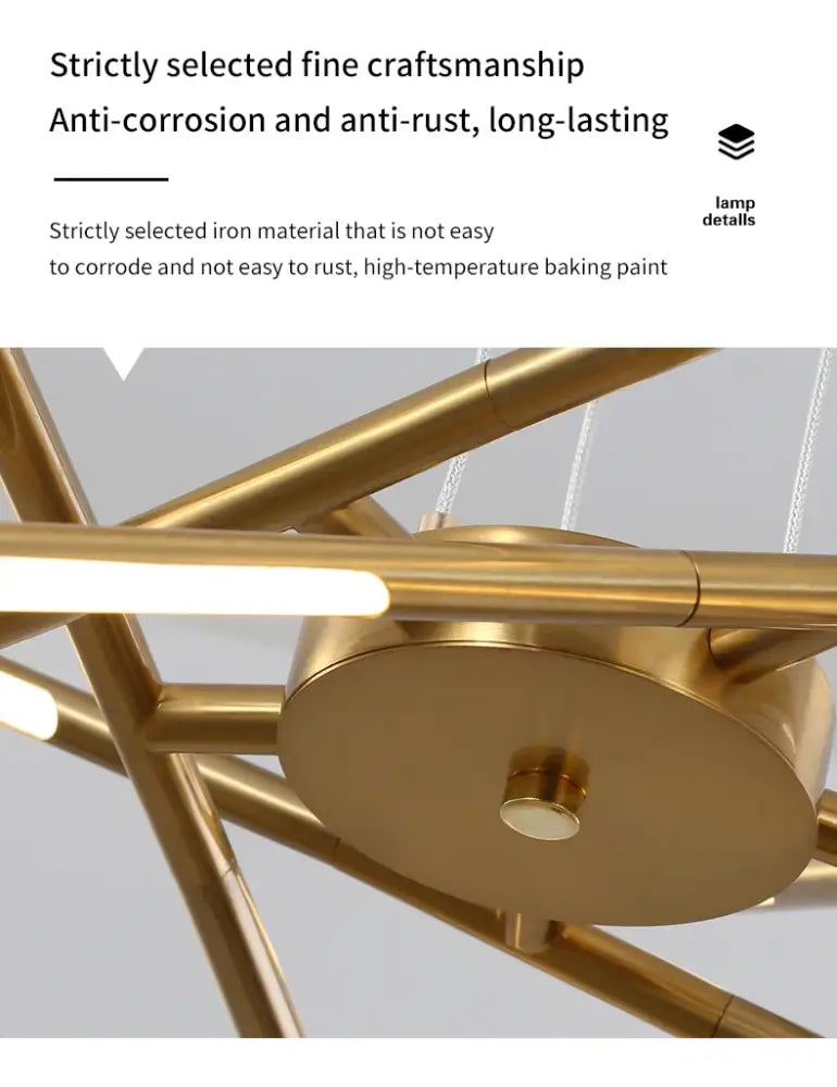 Modern gold led chandelier with remote control for dining room