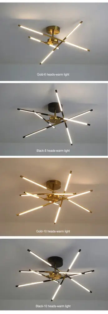 Modern gold led chandelier with remote control for dining room