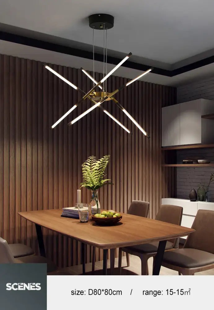 Modern gold led chandelier with remote control for dining room