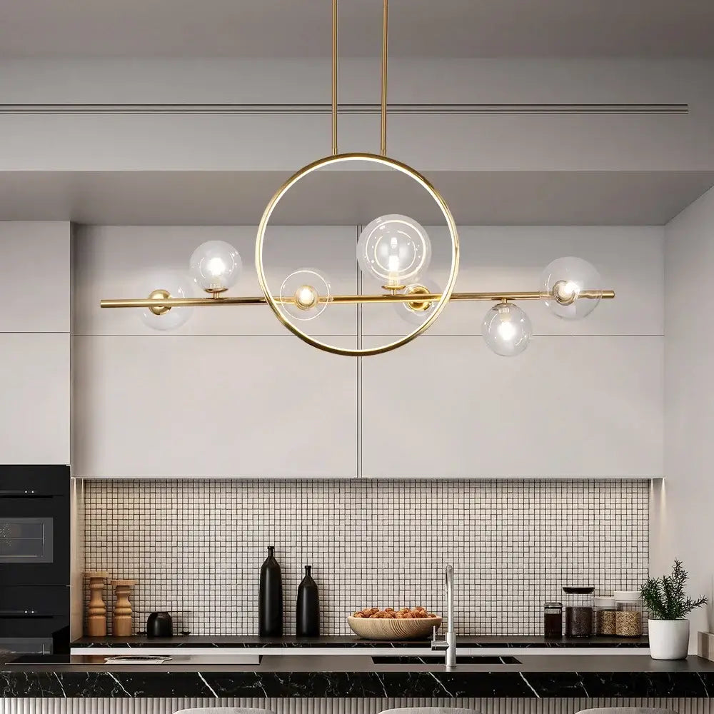 Modern black nordic glass bubble led chandelier dining room light