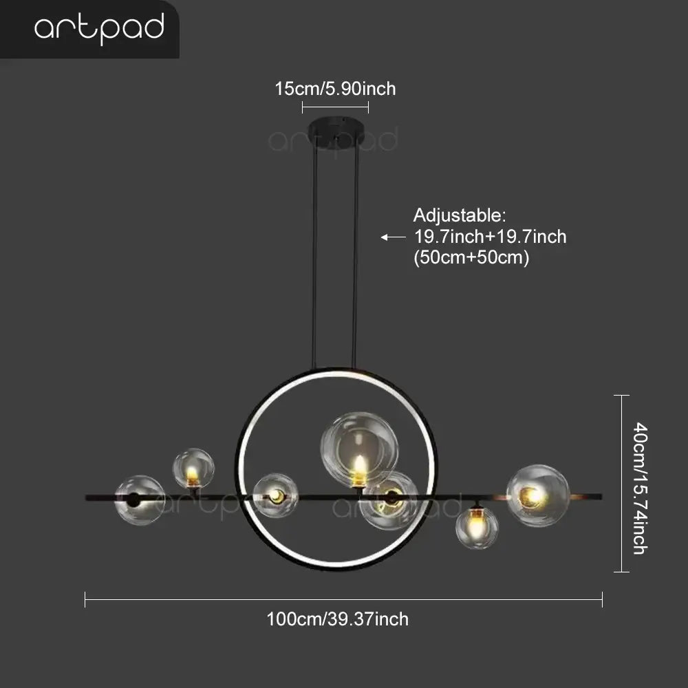 Modern black nordic glass bubble led chandelier dining room light