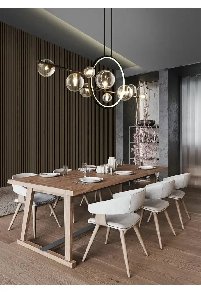 Modern black nordic glass bubble led chandelier dining room light