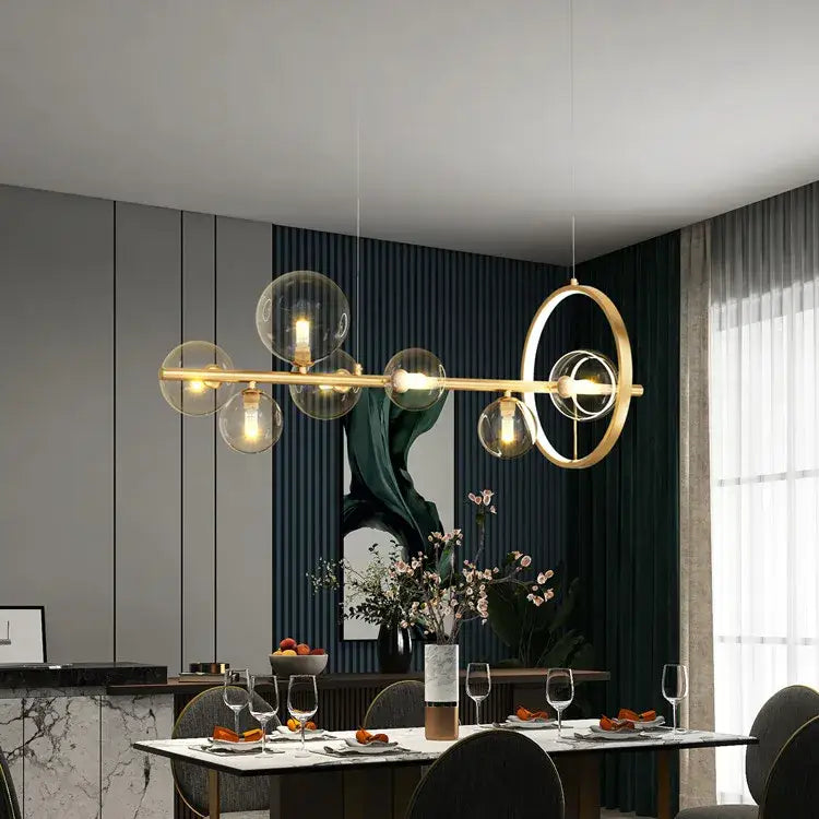 Modern black nordic glass bubble led chandelier dining room light