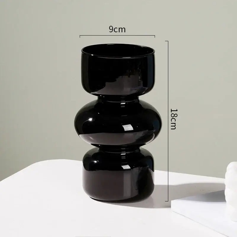 Glossy black stacked segment vase home decor living room