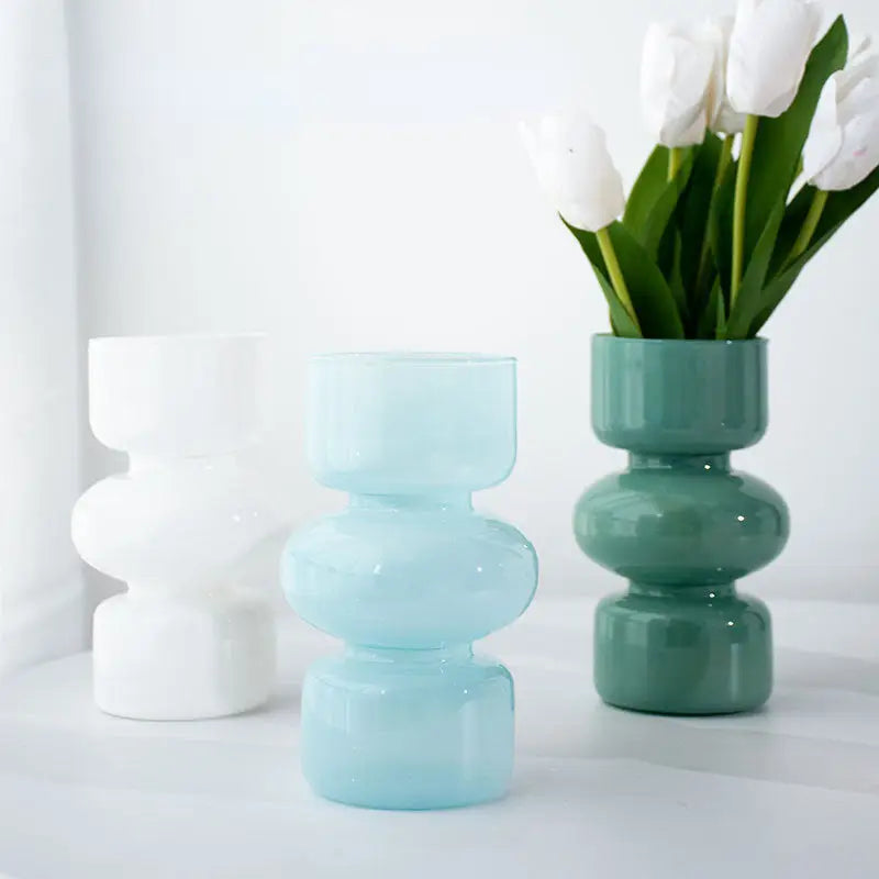 Glossy black stacked segment vase home decor living room