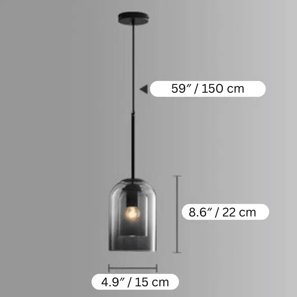 Modern black glass pendant light – kitchen clear dome set