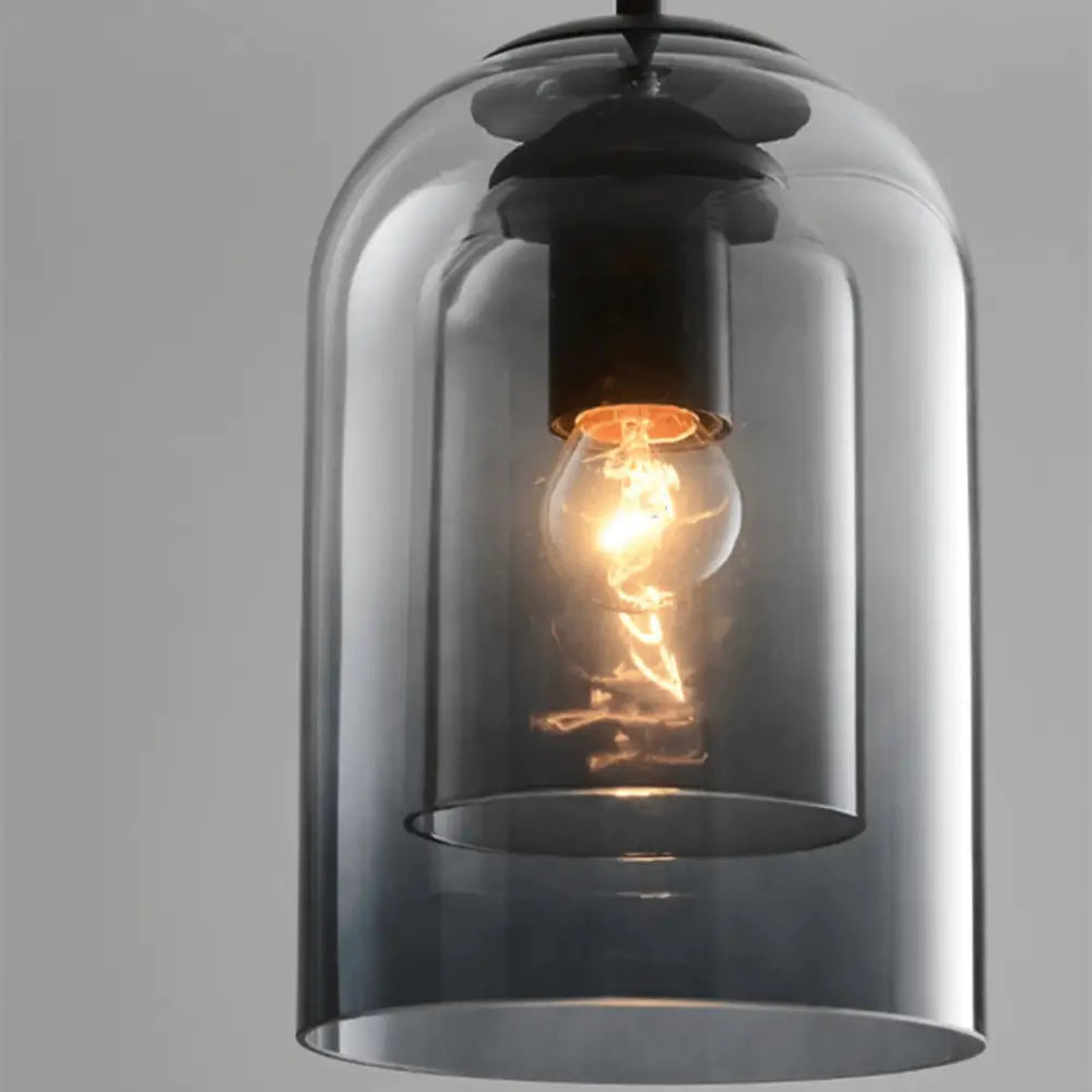 Modern black glass pendant light – kitchen clear dome set