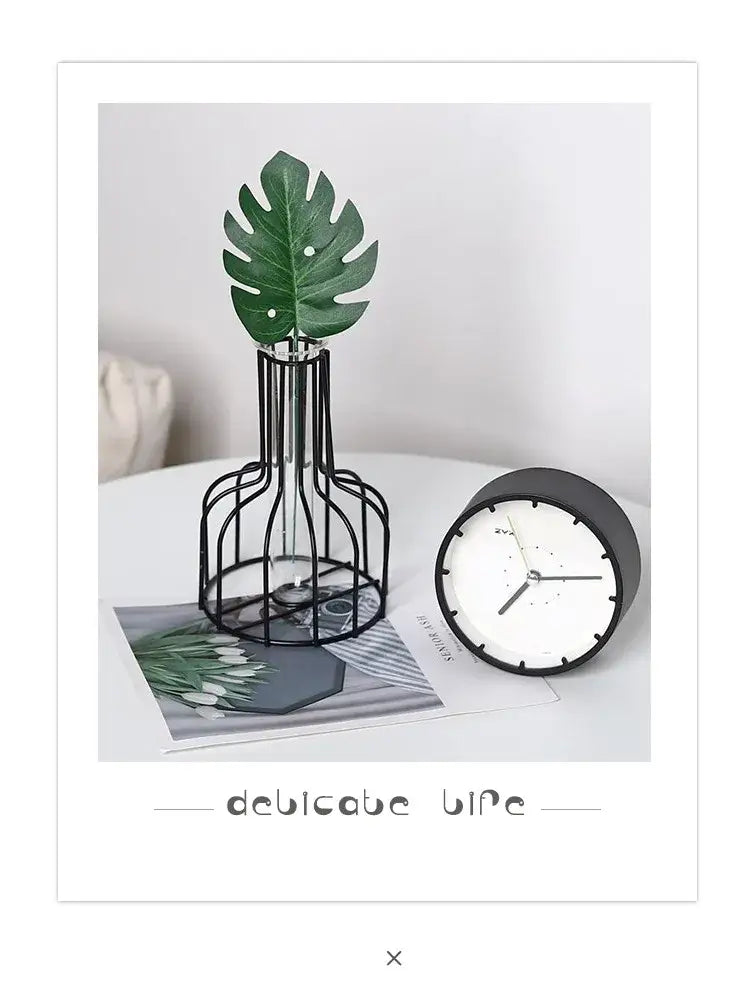 Nordic black & gold hydroponic vase living room wireframe decor