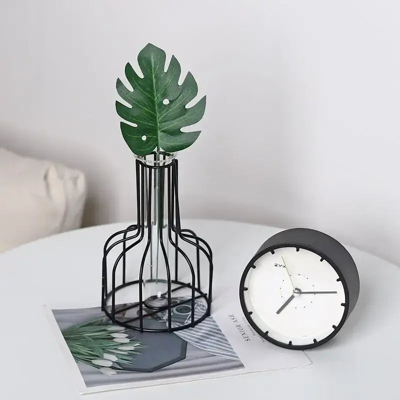 Nordic black & gold hydroponic vase living room wireframe decor