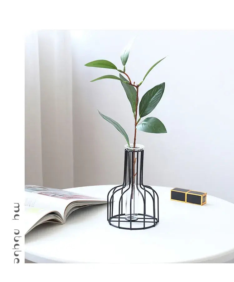 Nordic black & gold hydroponic vase living room wireframe decor