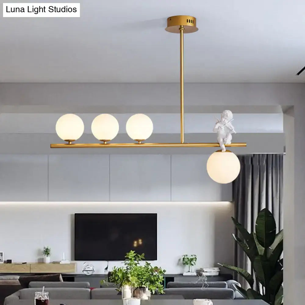 Modern black angel pendant light with glass shade kitchen island