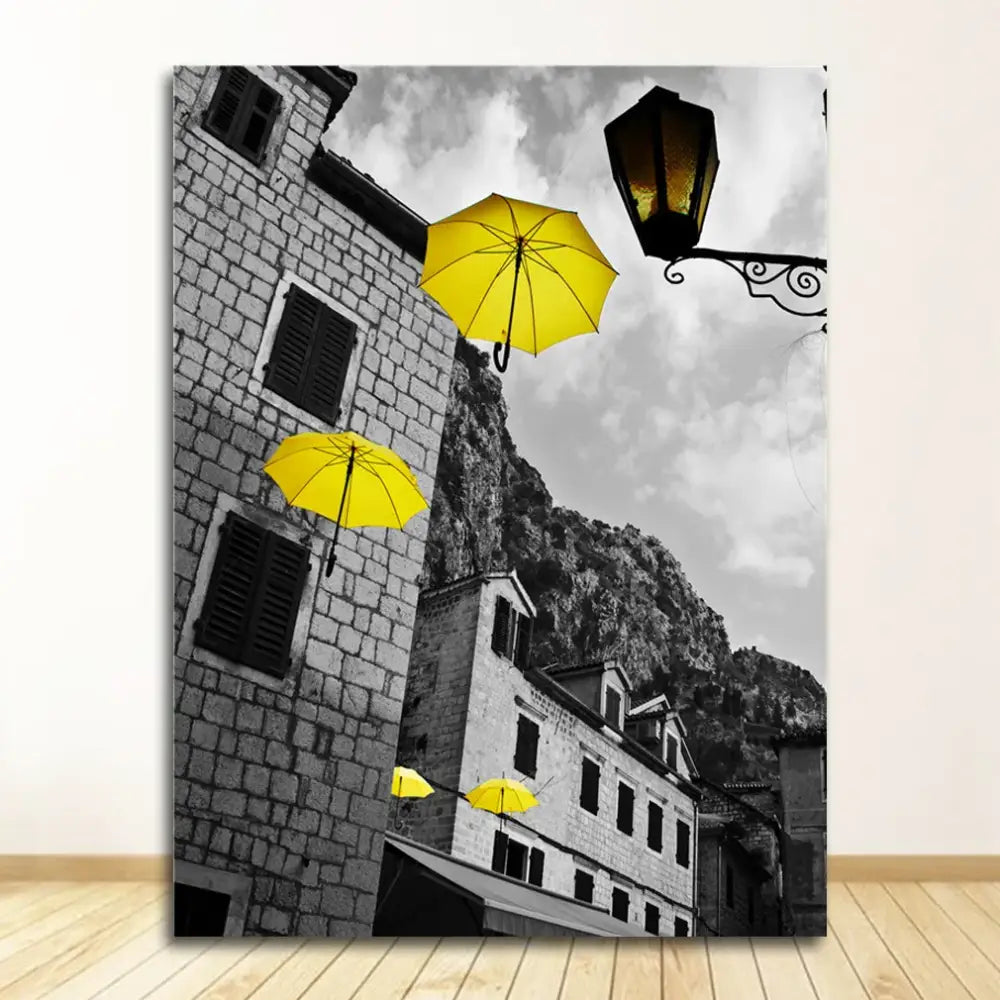 Vintage black wrought iron street lamp nordic landscape canvas living room