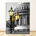 Vintage black wrought iron street lamp nordic landscape canvas living room