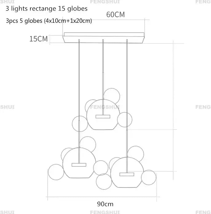 Modern nordic led bubble chandelier dining room glass pendant light
