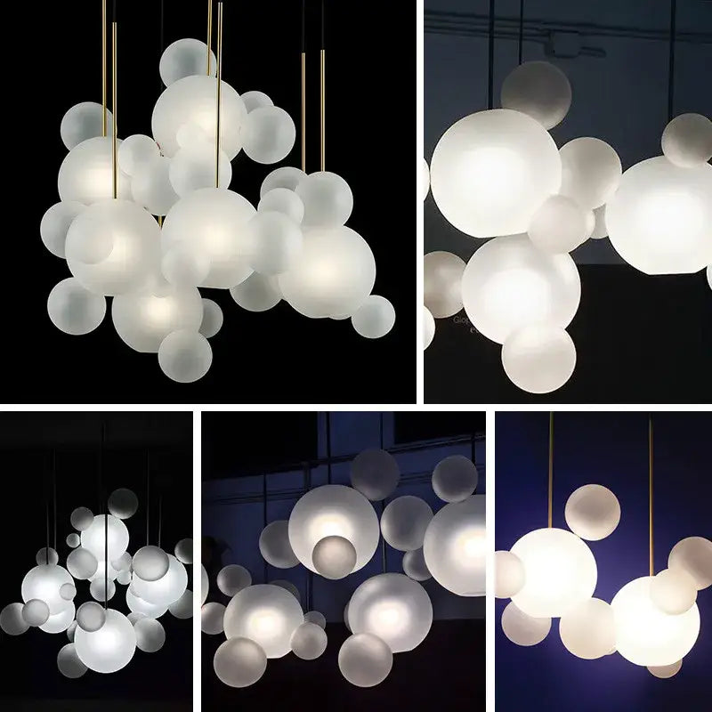 Modern nordic led bubble chandelier dining room glass pendant light