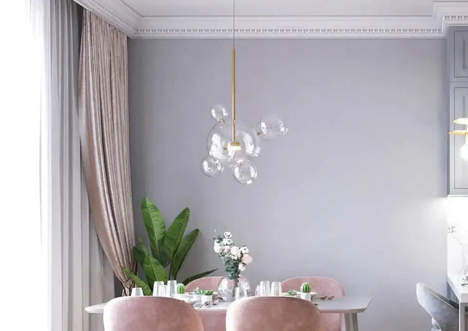 Modern nordic led bubble chandelier dining room glass pendant light