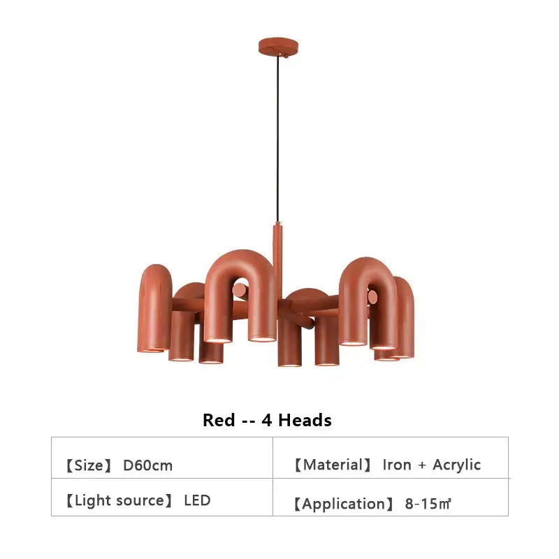 Modern gray 4 light led ceiling chandelier living room pendant