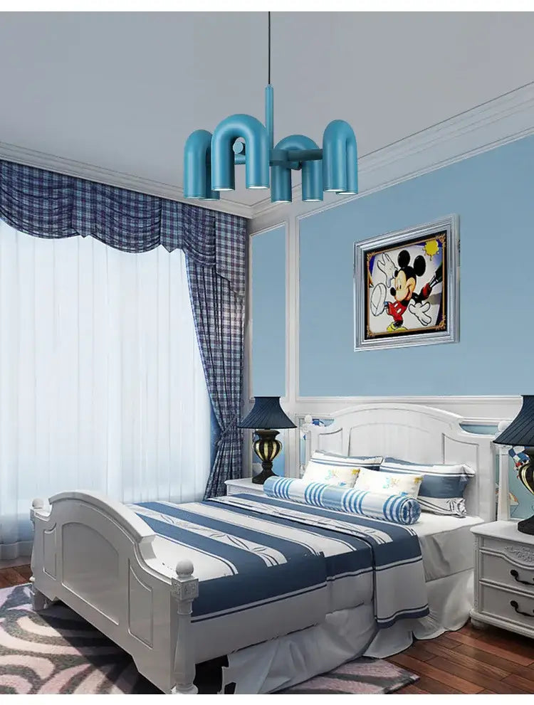 Modern blue led ceiling chandelier for living room
