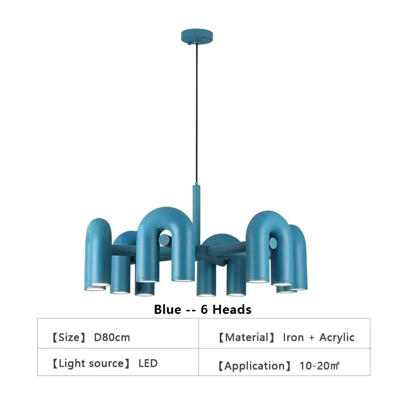 Gray modern nordic u shape led ceiling light – living room chandelier