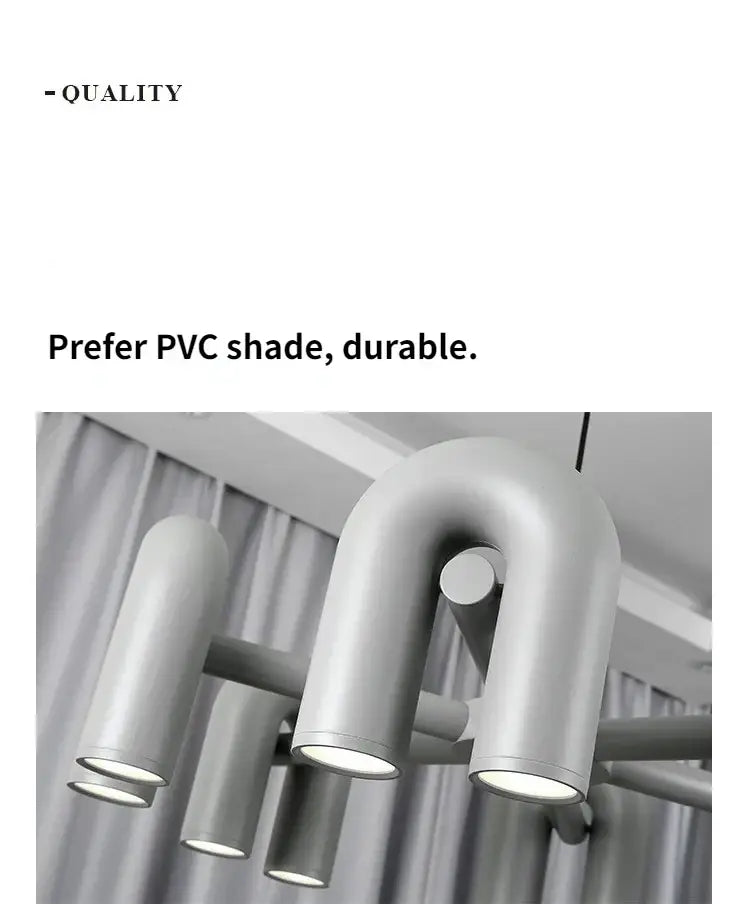 Gray modern nordic u shape led ceiling light – living room chandelier