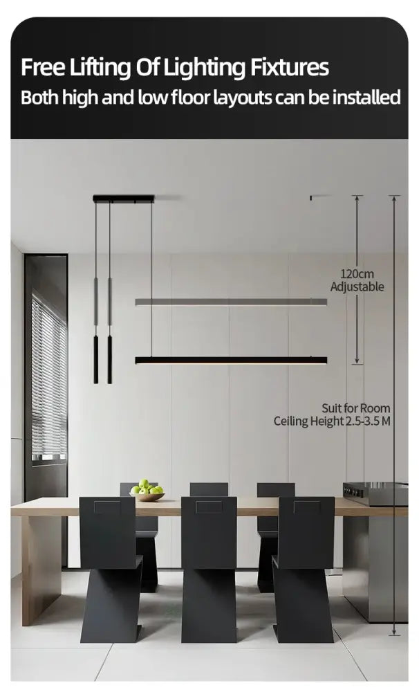 Minimalist black nordic led chandelier dining room pendant light