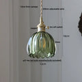 Floral green glass led pendant light kitchen ribbed brass fixture