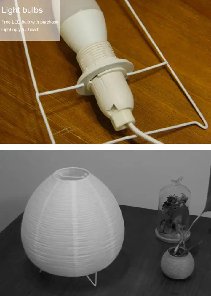 Wabi sabi white paper led table lamp bedroom lantern light