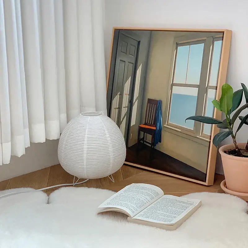 Wabi sabi white paper led table lamp bedroom lantern light