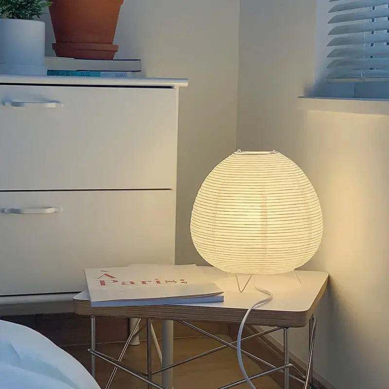 Wabi sabi white paper led table lamp bedroom lantern light