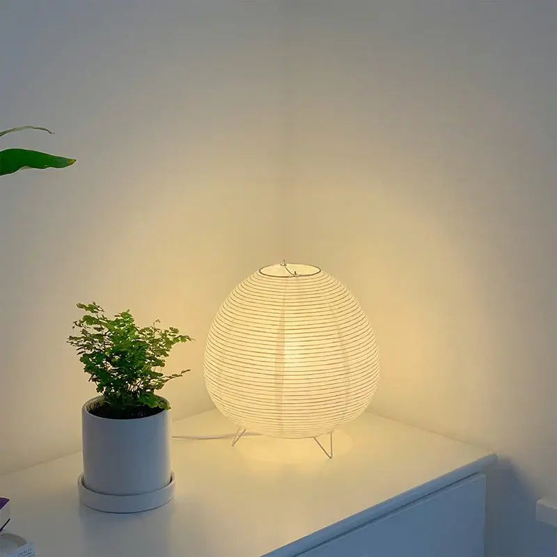 Wabi sabi white paper led table lamp bedroom lantern light