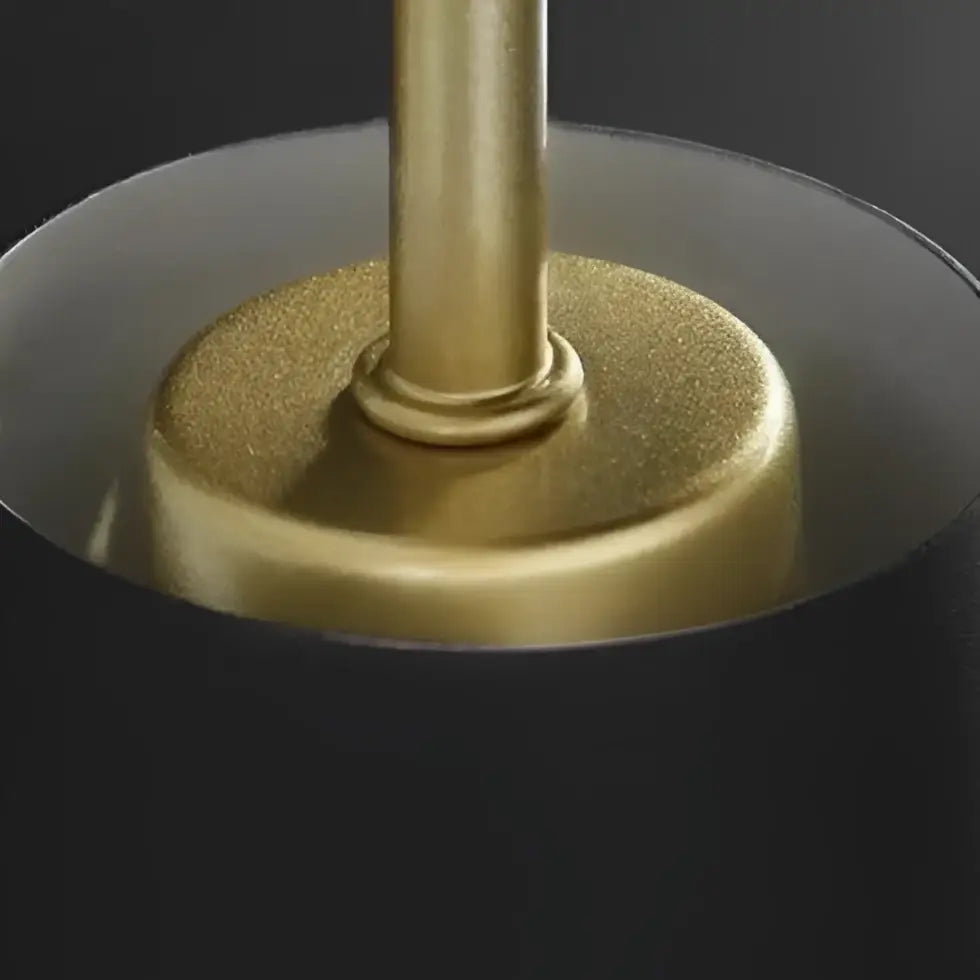 Minimalist blue and brass wall lamp – bedroom conical sconce