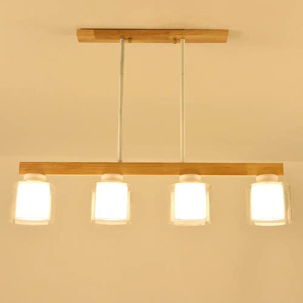 Nordic modern wood island pendant kitchen glass hanging light