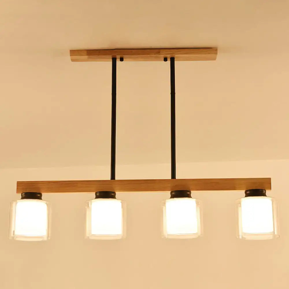 Nordic modern wood island pendant kitchen glass hanging light