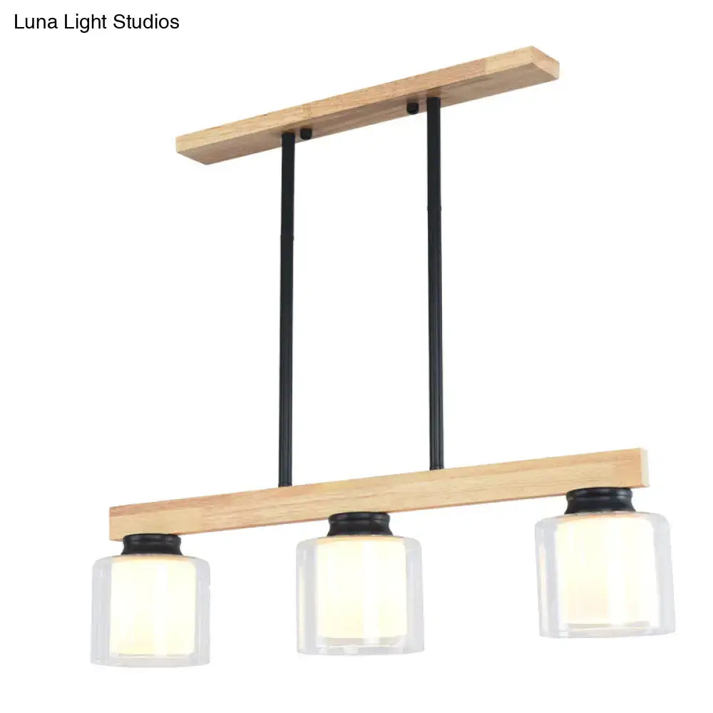 Nordic modern wood island pendant kitchen glass hanging light