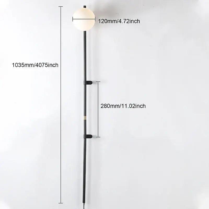 Minimalist white globe plug in wall lamp sconce – bedroom light