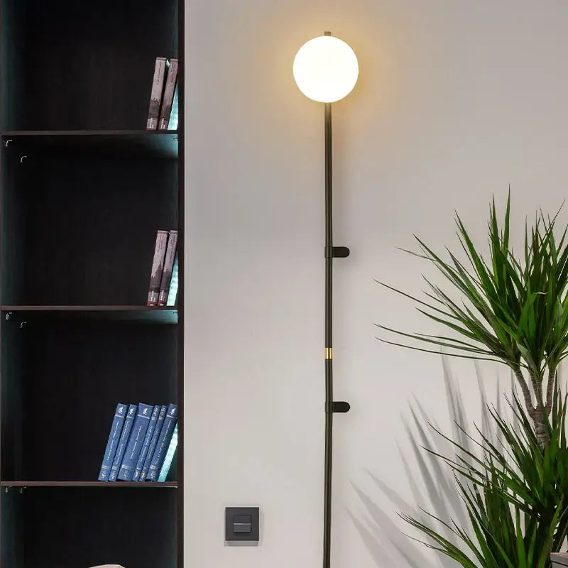 Minimalist white globe plug in wall lamp sconce – bedroom light