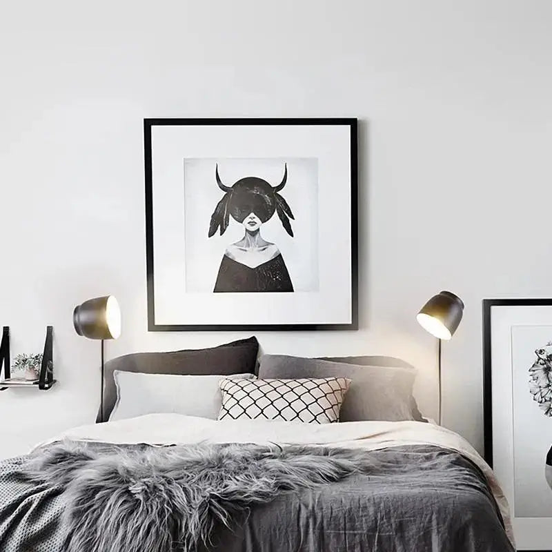 Modern gray quilted wall sconce bedroom plug-in wall light