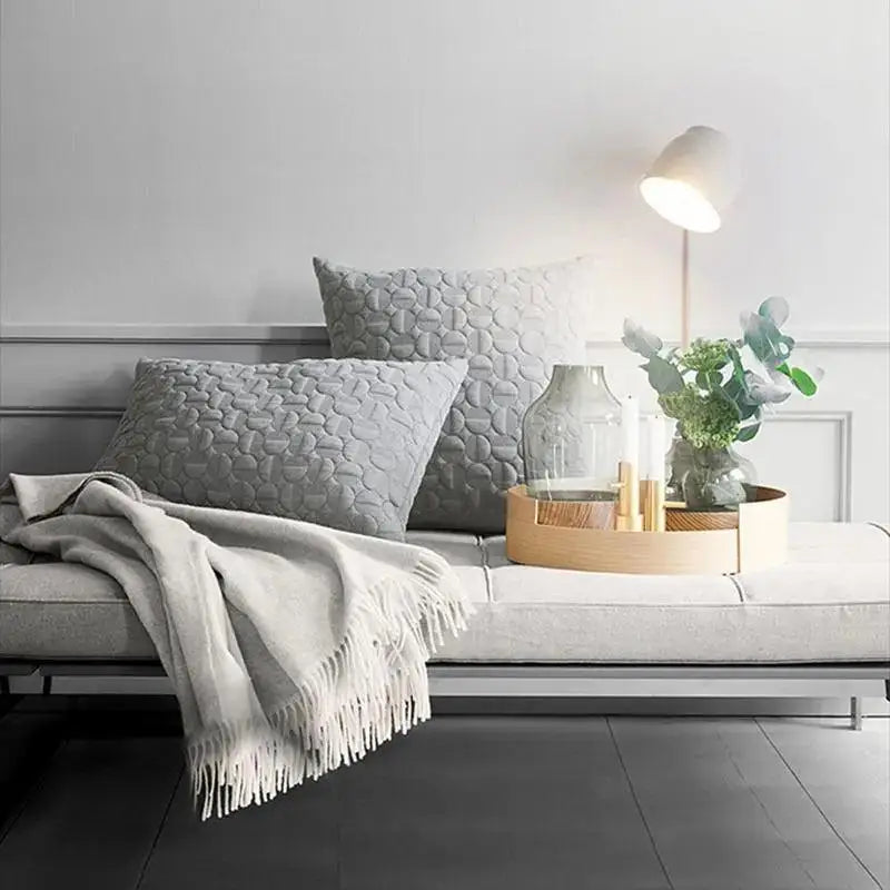 Modern gray quilted wall sconce bedroom plug-in wall light