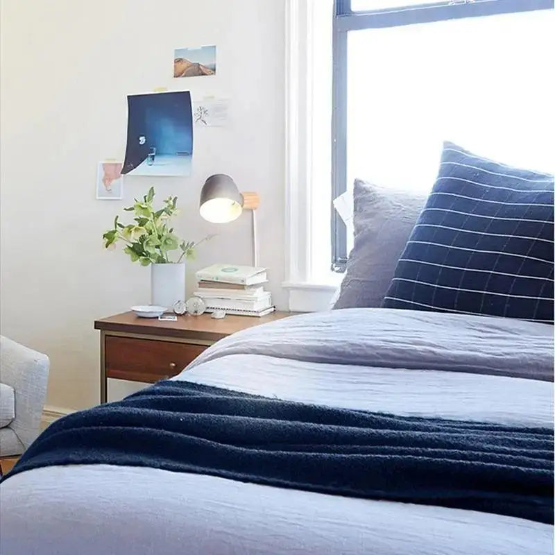Modern gray quilted wall sconce bedroom plug-in wall light