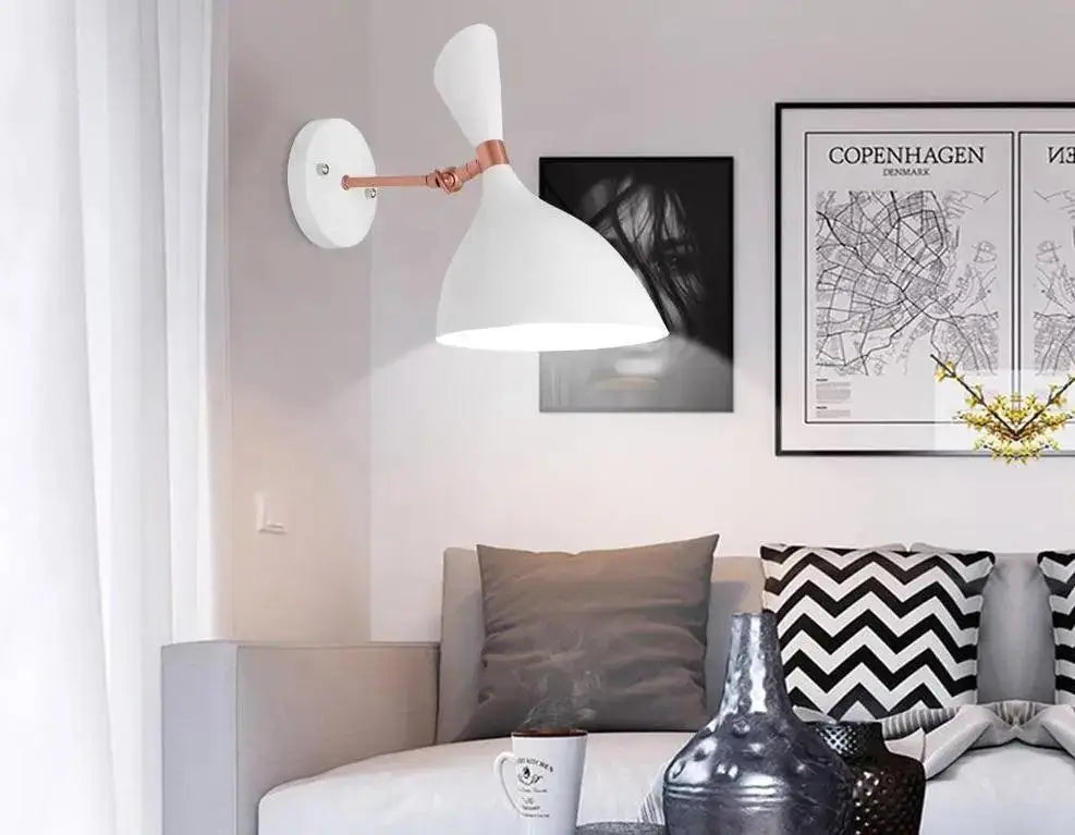 White and copper articulated wall sconce bedroom easy installation
