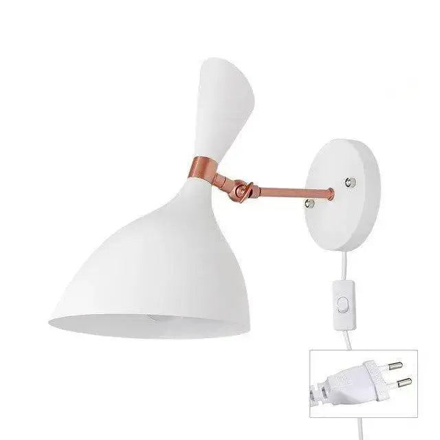 White and copper articulated wall sconce bedroom easy installation