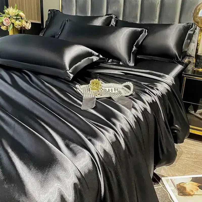 Luxury mint green satin bedding set for bedroom duvet cover