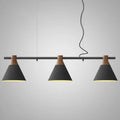 Nordic style black and wood conical metal pendant light dining room