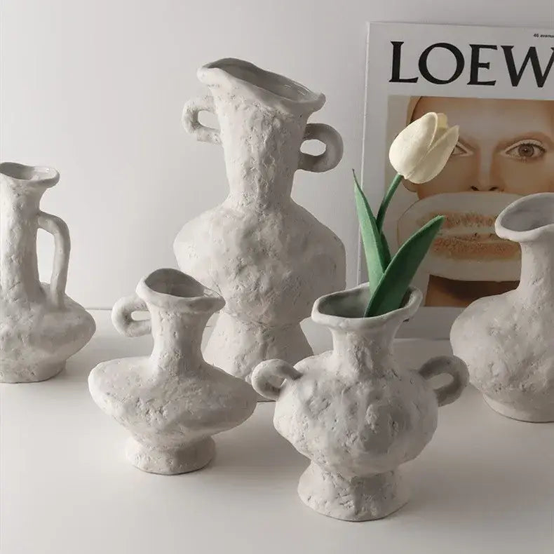 Nordic style ceramic flower pot set white living room vases