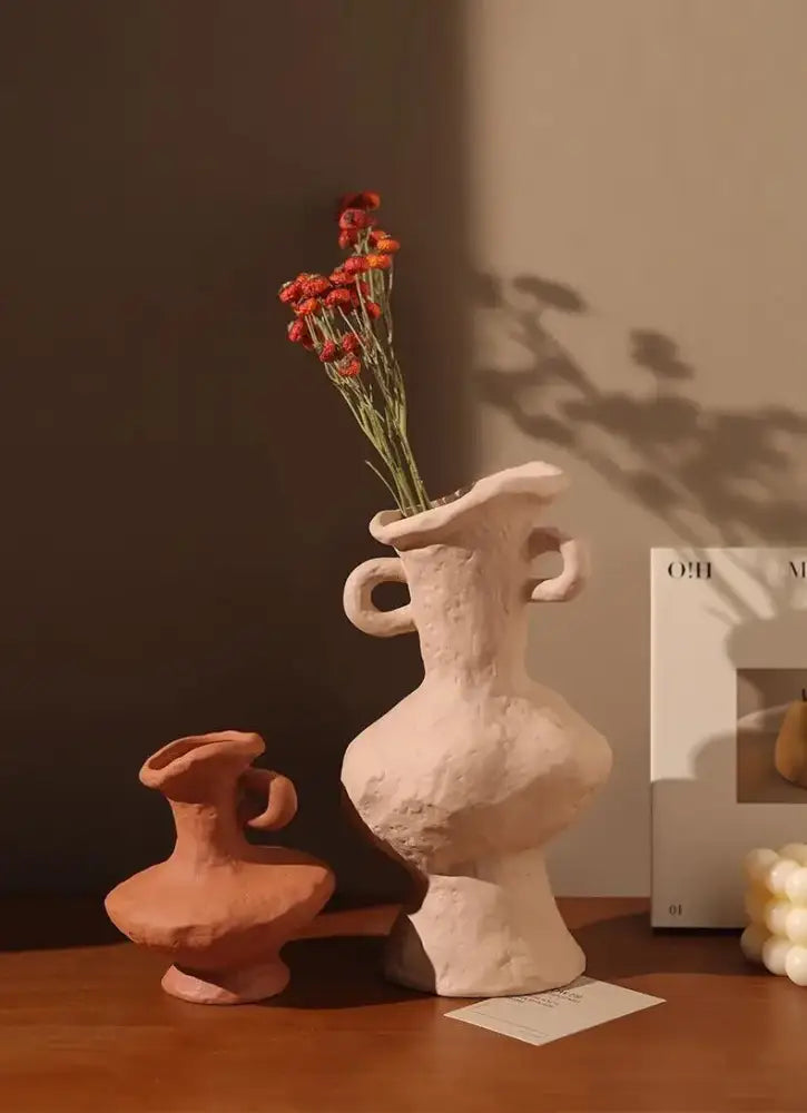 Nordic style ceramic flower pot set white living room vases