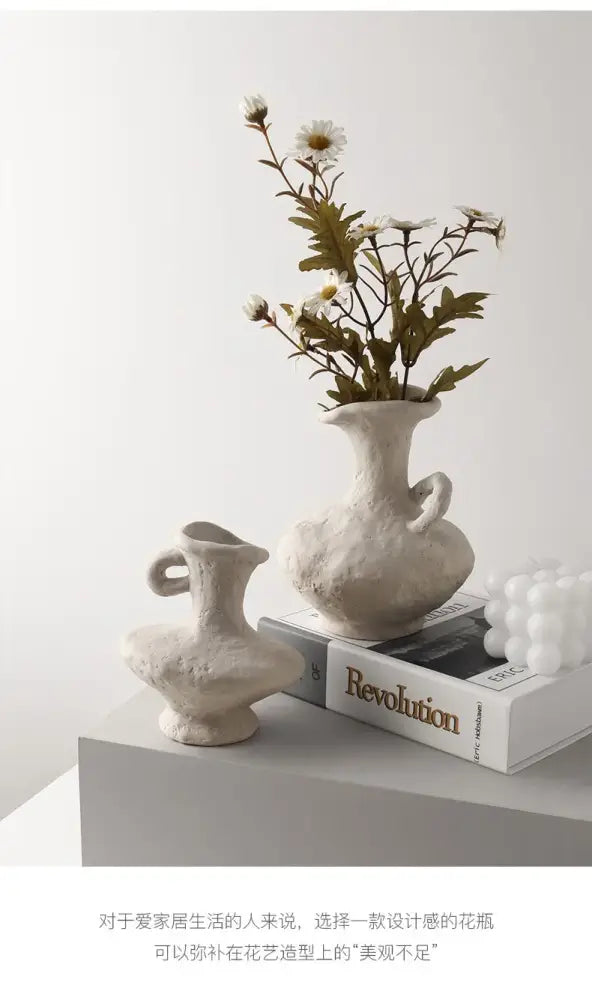 Nordic style ceramic flower pot set white living room vases