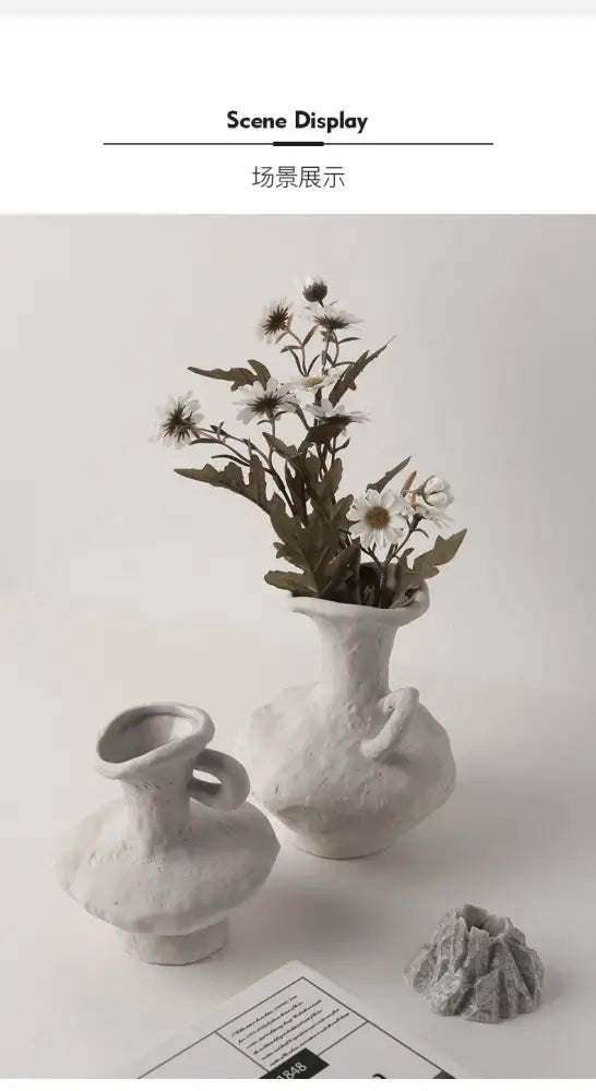 Nordic style ceramic flower pot set white living room vases