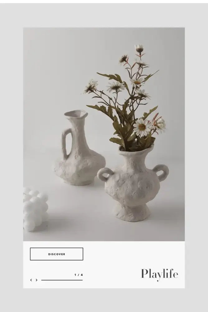 Nordic style ceramic flower pot set white living room vases